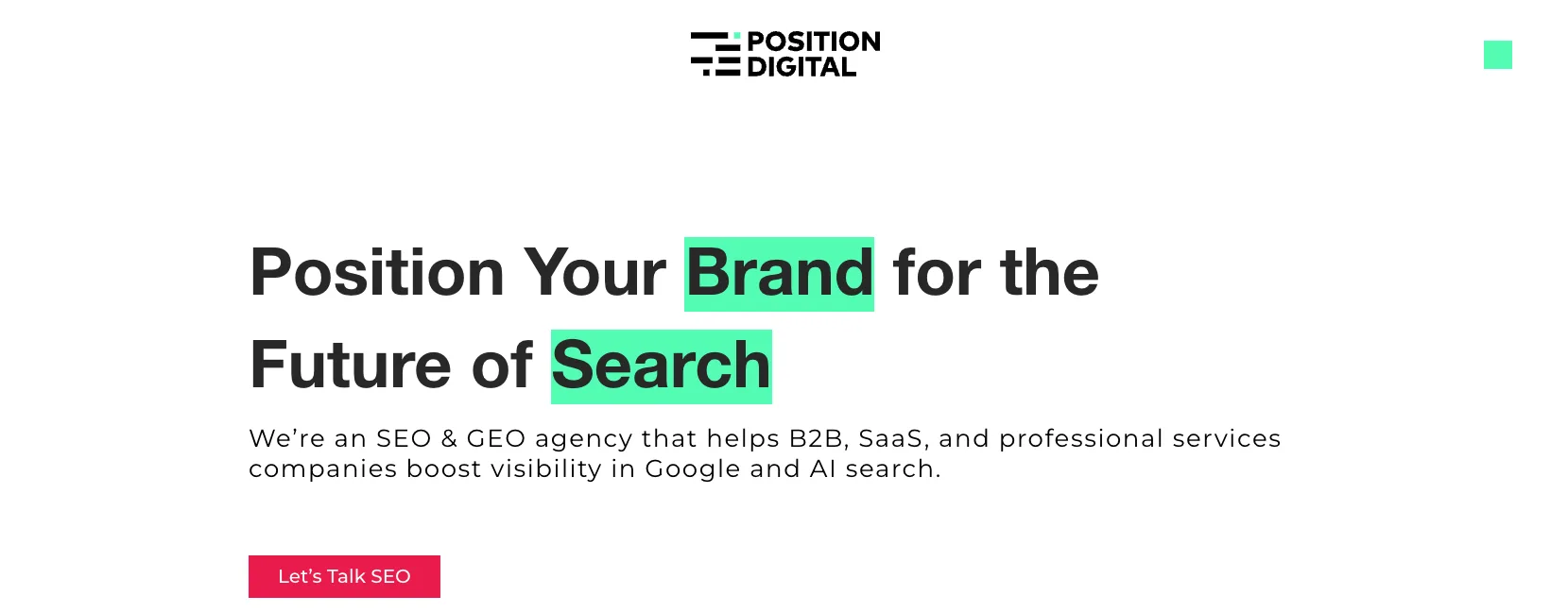 Position Digital homepage showing their AI-citation-focused link building service