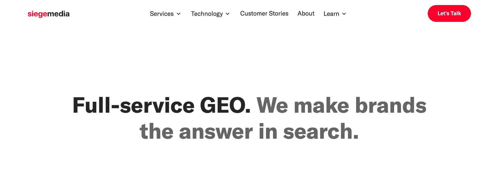 Siege Media homepage showing their content-led link building service