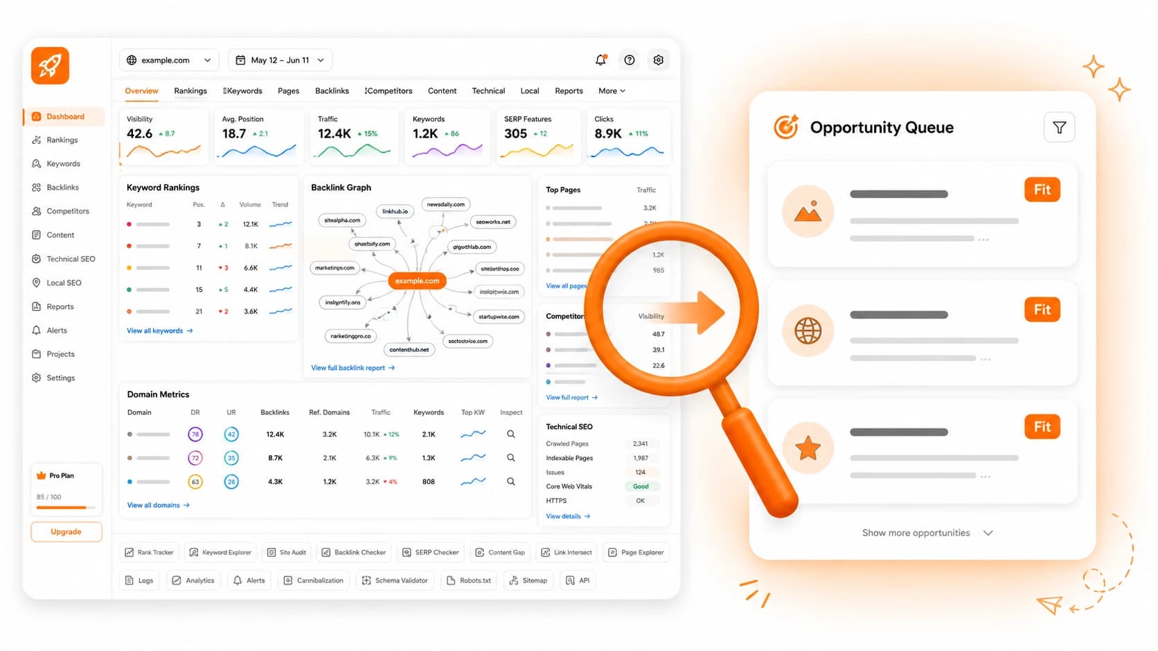 Semrush's structured link-building campaign dashboard compared with Mentiohunt's founder-friendly opportunity queue.