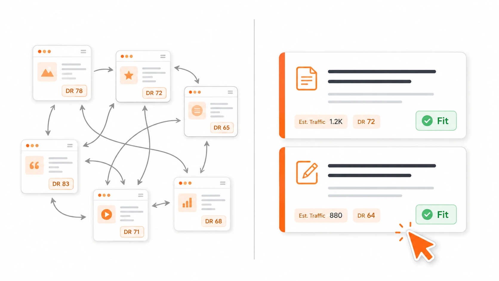 Semrush's competitor-driven prospect list next to Mentiohunt's article-level opportunity queue.